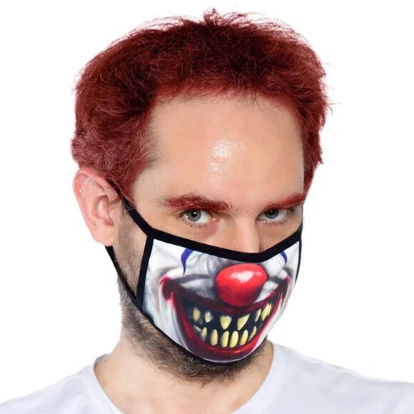 Creepy Clown Face Mask One Size Adult/Teen Halloween Cosplay Roleplay DIY Item - Picture 1 of 7